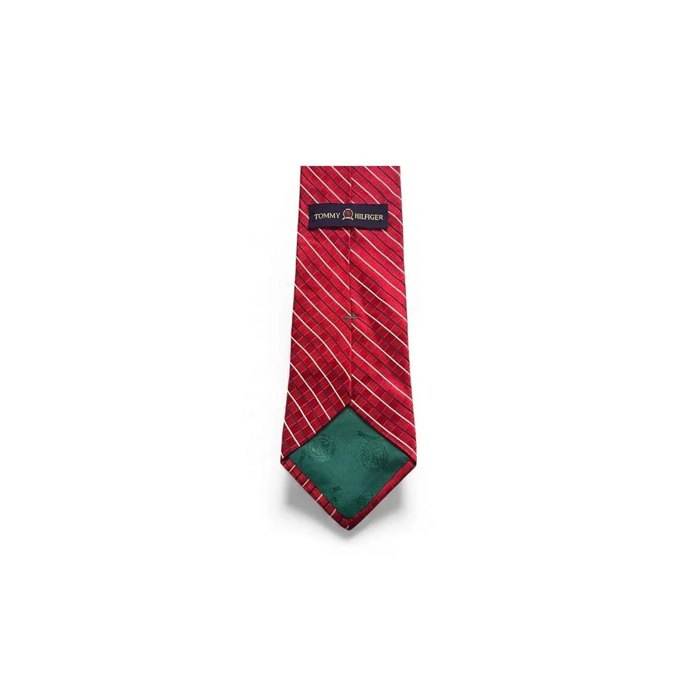 Tommy Hilfiger 100% Silk Tie 58x3.5 Red White‎ Blue Made In USA